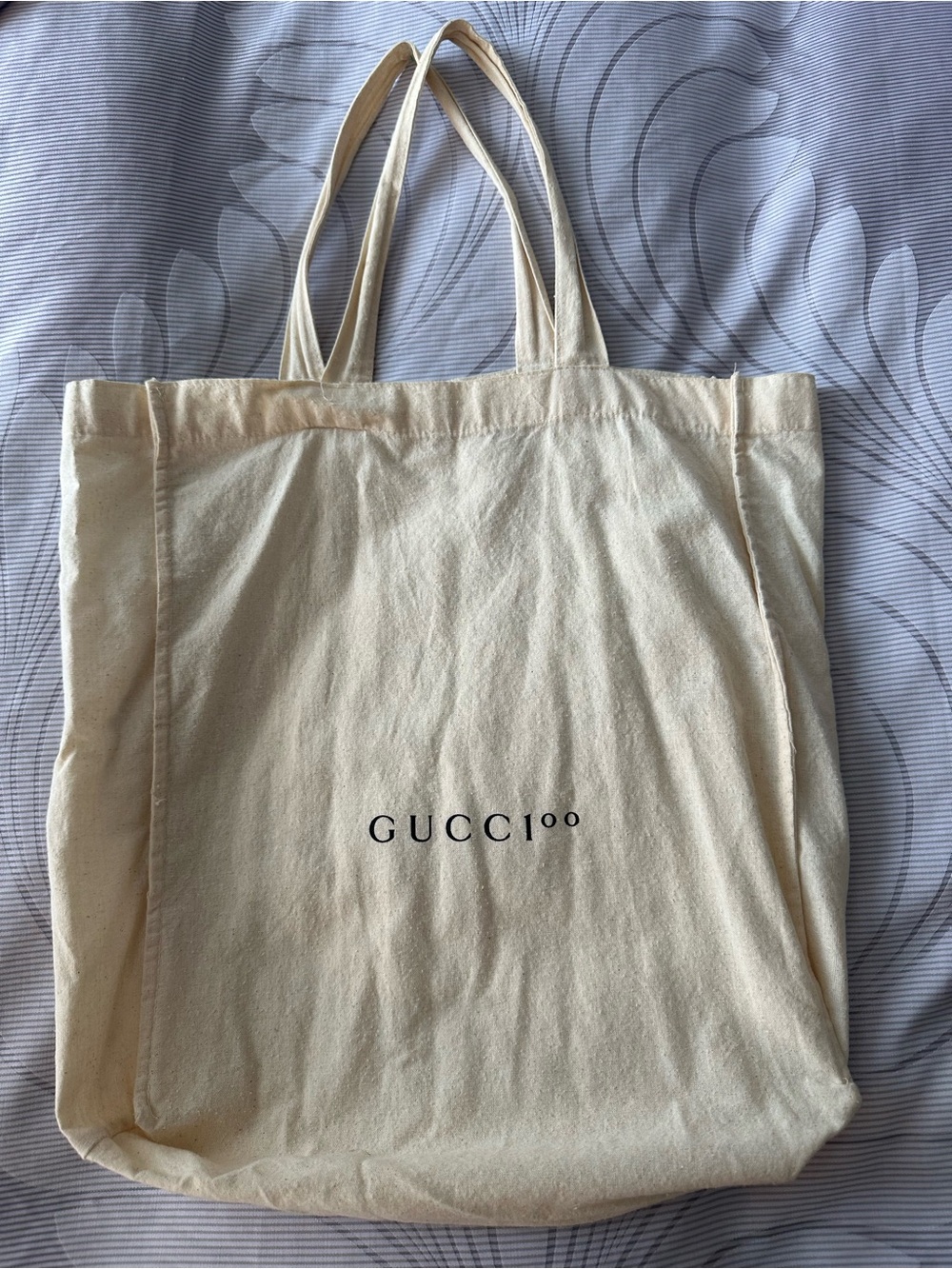 Gucci Cream Canvas Tote with Center Logo